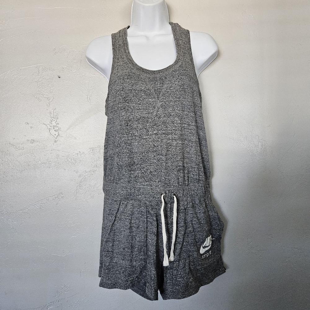 Nike Women's Small Grey Racerback Romper Sporty Athleisure Summer Spring Outfit